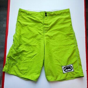Ecko Unlimited board short men's size 34 neon green embroidered